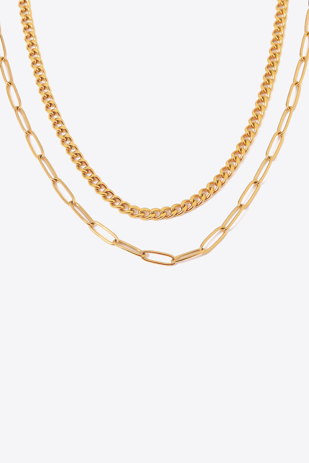 18K Gold Plated Layered Chain Necklace-Teresa&#39;s Fashionista LLC