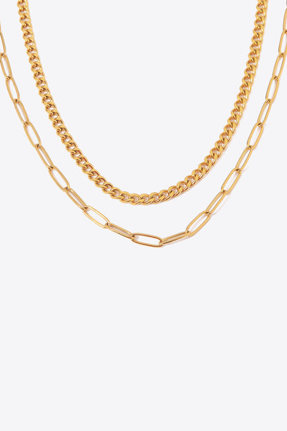 18K Gold Plated Layered Chain Necklace-Teresa&#39;s Fashionista LLC