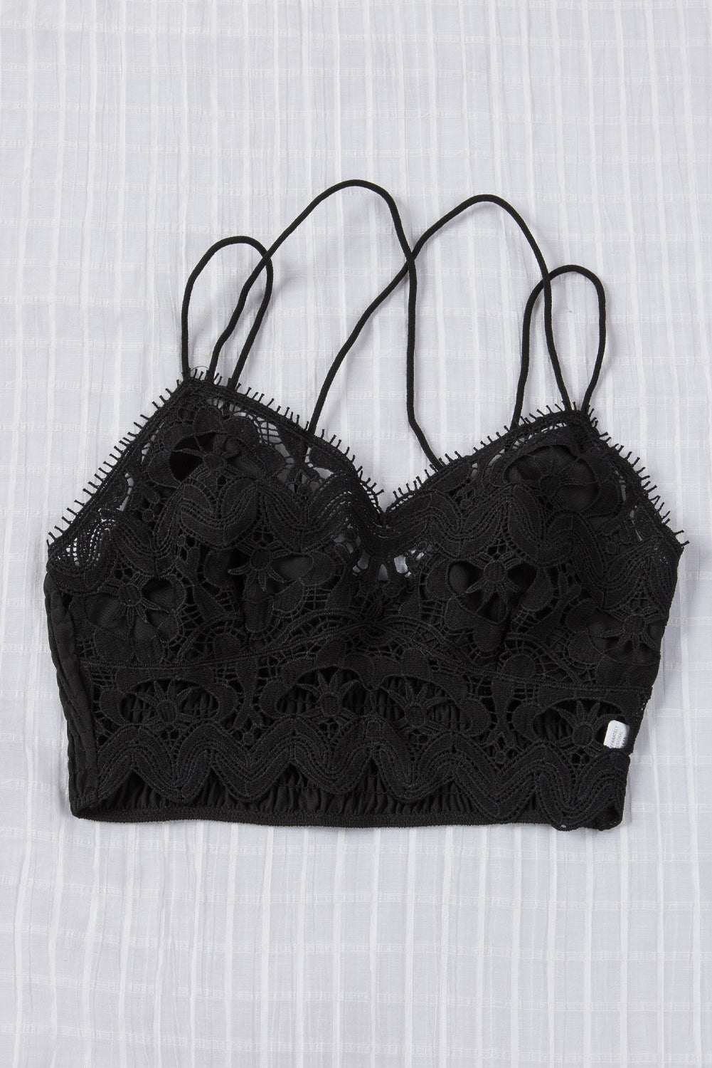 Smocked Eyelash Trim Lace Bralette-Teresa&#39;s Fashionista LLC