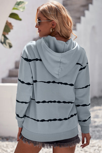 Striped Drop Shoulder Hoodie with Kangaroo Pocket-Teresa&#39;s Fashionista LLC