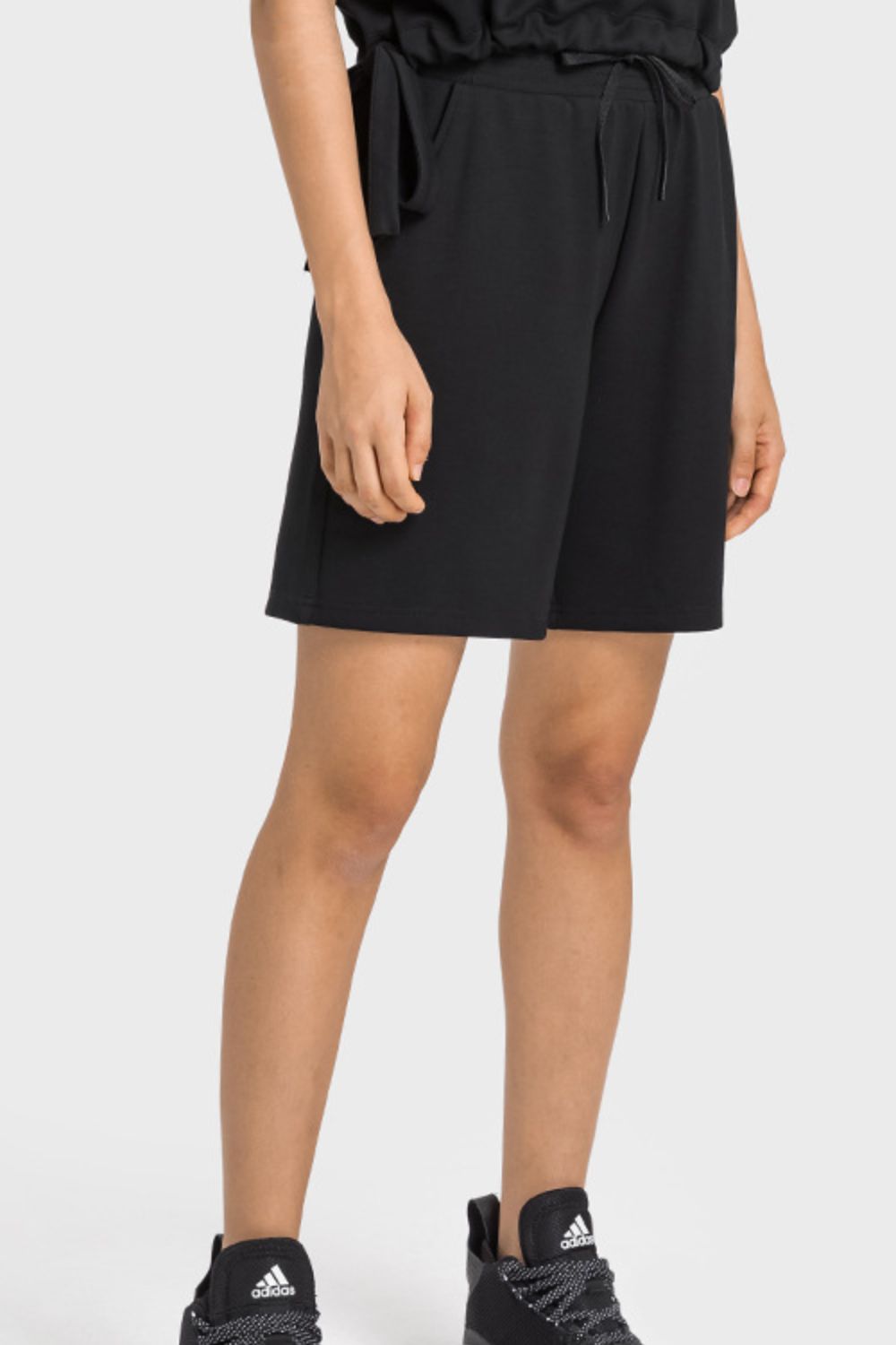 Drawstring Elastic Waist Sports Bermuda Shorts-Teresa&#39;s Fashionista LLC