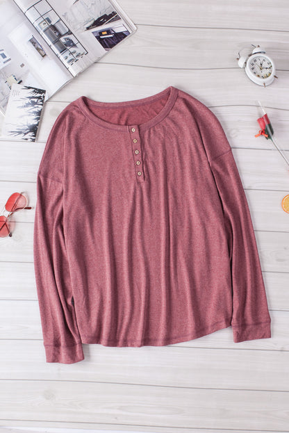 Long Sleeve Henley Top-Teresa&#39;s Fashionista LLC