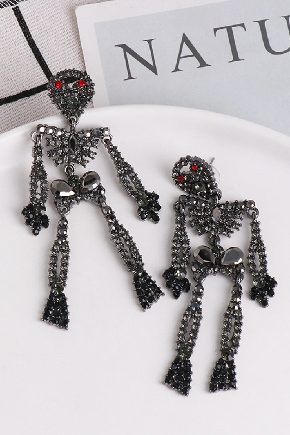 Skeleton Shape Glass Stone Dangle Earrings-Teresa&#39;s Fashionista LLC