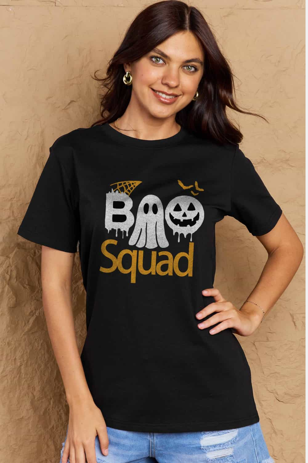 Simply Love Full Size BOO SQUAD Graphic Cotton T-Shirt-Teresa&#39;s Fashionista LLC