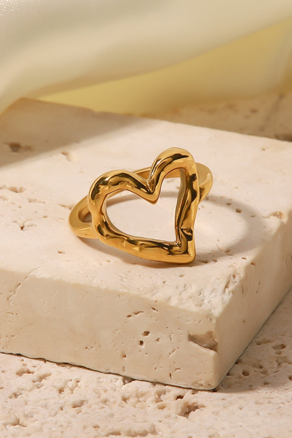 18K Gold Plated Heart-Shaped Ring-Teresa&#39;s Fashionista LLC