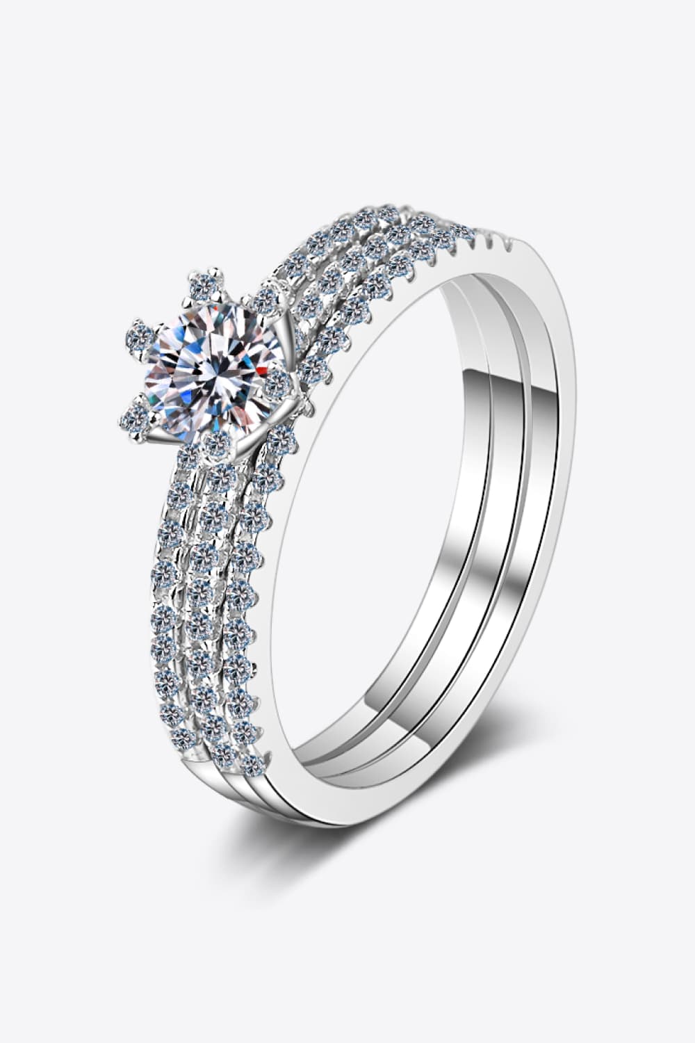 Moissanite 925 Sterling Silver Ring Set-Teresa&#39;s Fashionista LLC