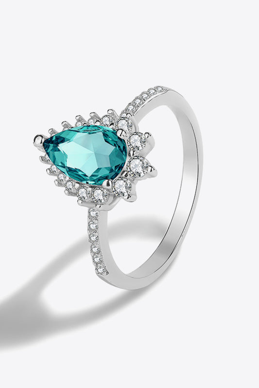 Paraiba Tourmaline Pear Shape Ring-Teresa&#39;s Fashionista LLC