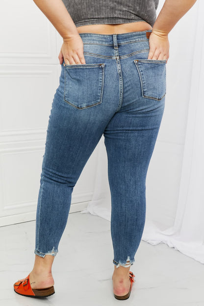 Judy Blue Dahlia Full Size Distressed Patch Jeans-Teresa&#39;s Fashionista LLC