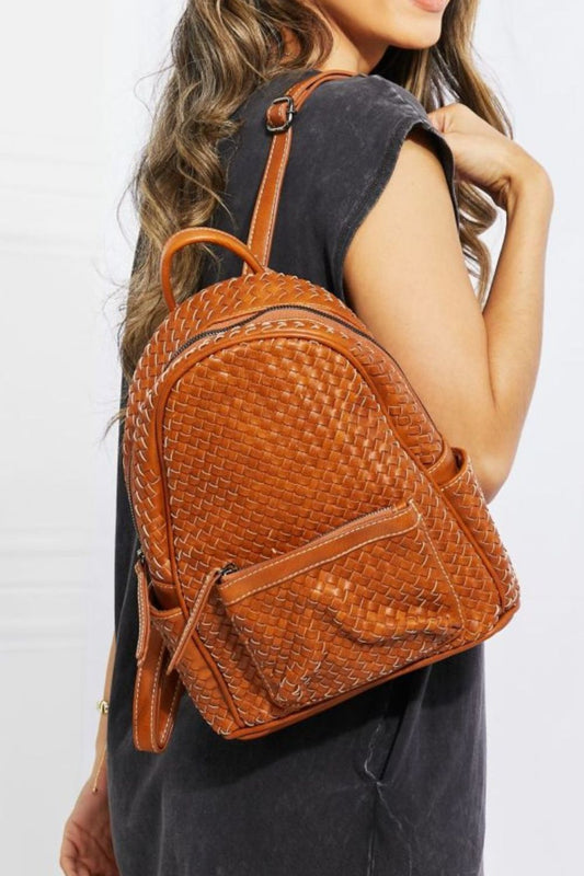 SHOMICO Certainly Chic Faux Leather Woven Backpack-Teresa&#39;s Fashionista LLC