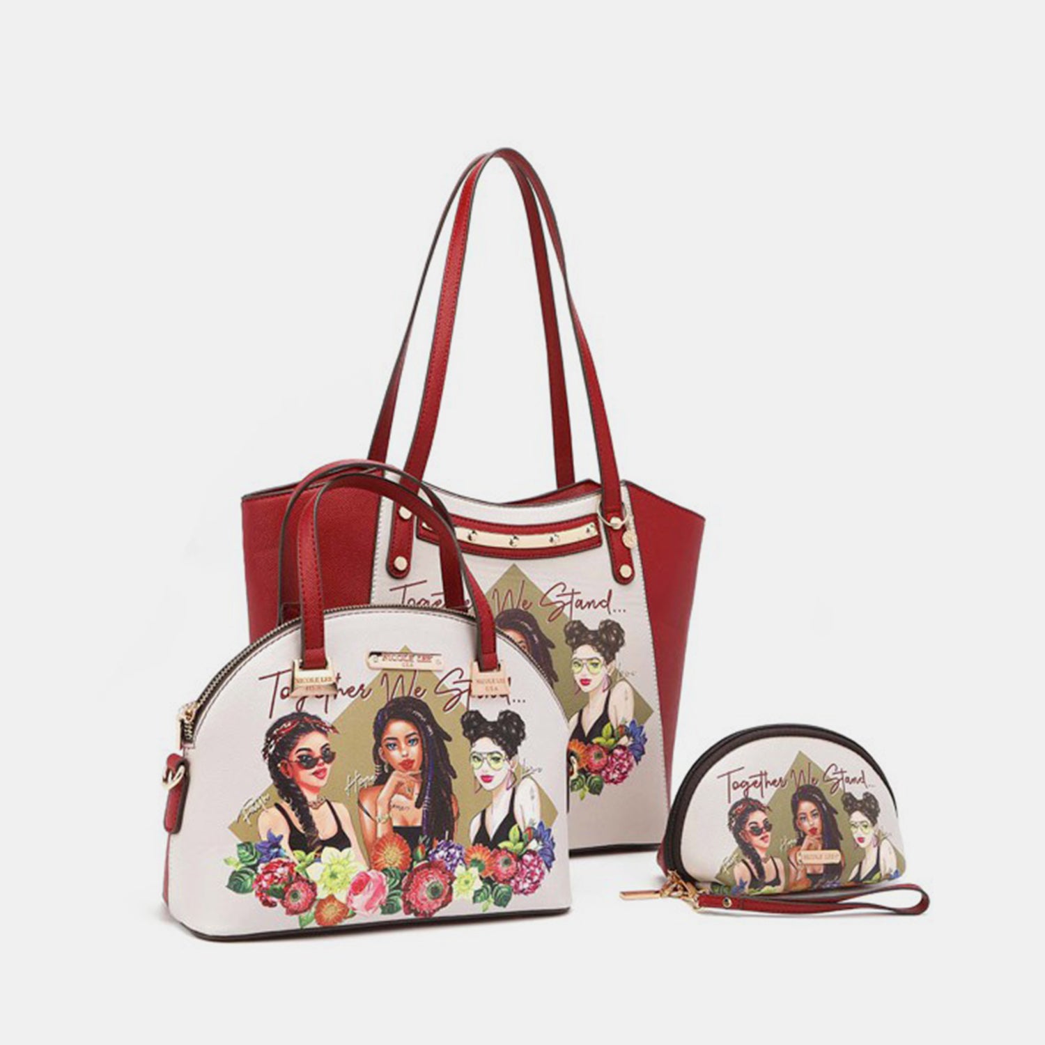 Nicole Lee USA TOGETHER WE STAND 3-Piece Handbag Set-Teresa&#39;s Fashionista LLC