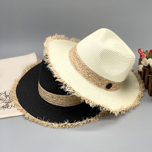 Raw Hem Raffia Hat-Teresa&#39;s Fashionista LLC