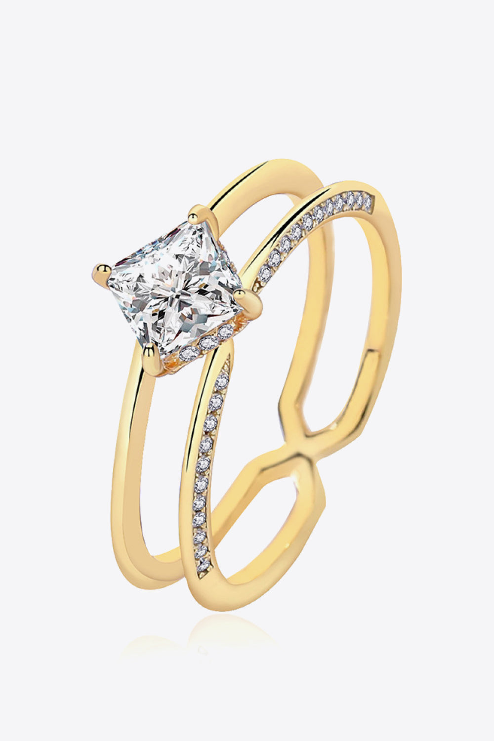 Moissanite 18K Gold-Plated Double-Layered Ring-Teresa&#39;s Fashionista LLC