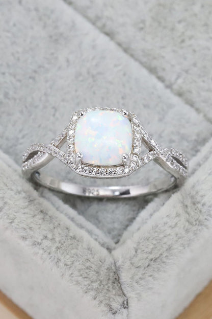 Opal Contrast Crisscross Ring-Teresa&#39;s Fashionista LLC