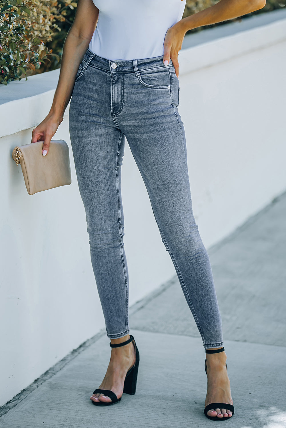 Ankle-Length Skinny Jeans with Pockets-Teresa&#39;s Fashionista LLC