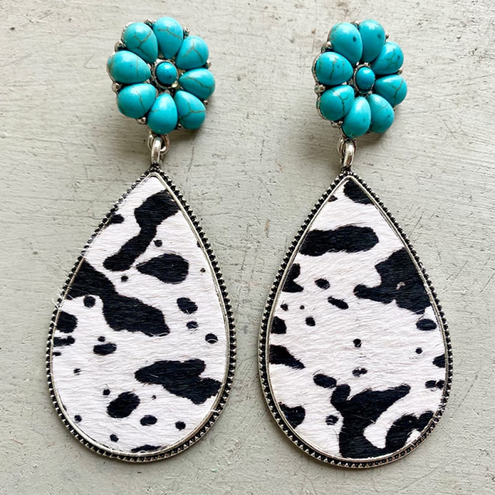 Turquoise Flower Teardrop Earrings-Teresa&#39;s Fashionista LLC