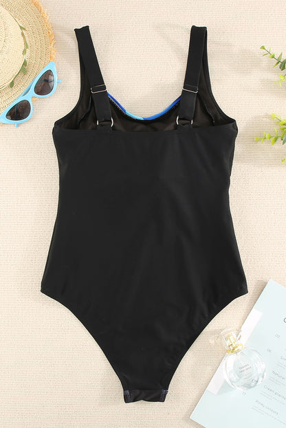 Striped Sleeveless One-Piece Swimsuit-Teresa&#39;s Fashionista LLC