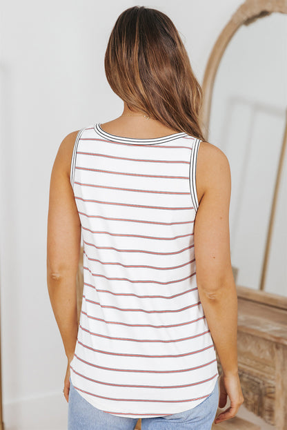 Striped Buttoned Tank-Teresa&#39;s Fashionista LLC