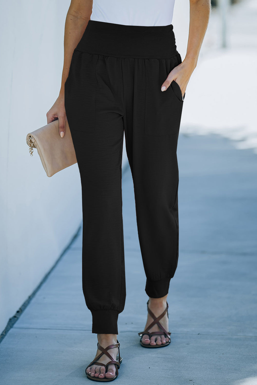 Wide Waistband Pocketed Joggers-Teresa&#39;s Fashionista LLC