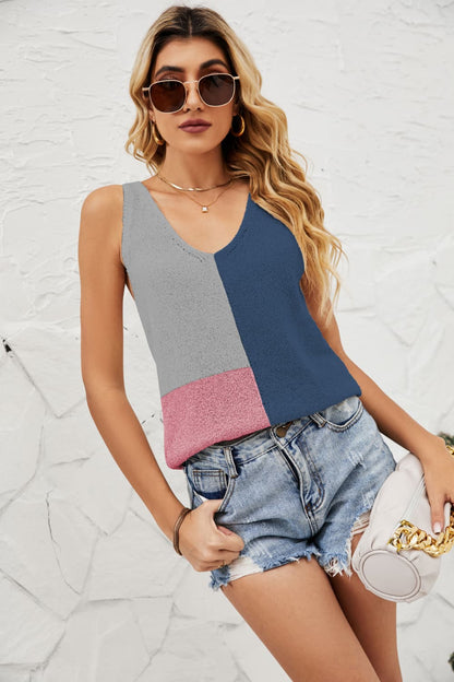 Color Block Knit Tank-Teresa&#39;s Fashionista LLC