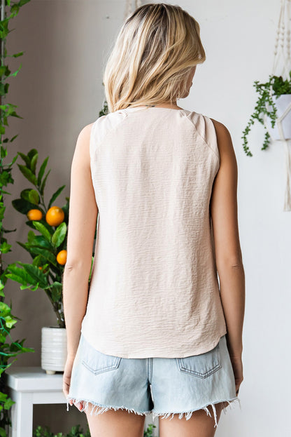 Knot Detail V-Neck Tank-Teresa&#39;s Fashionista LLC