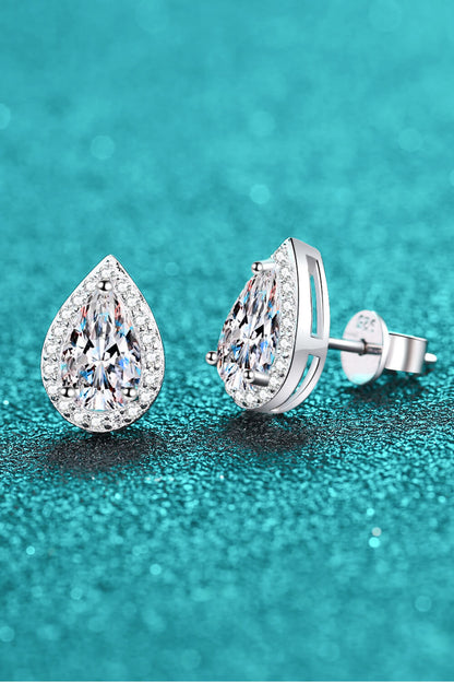 Moissanite Teardrop Stud Earrings-Teresa&#39;s Fashionista LLC