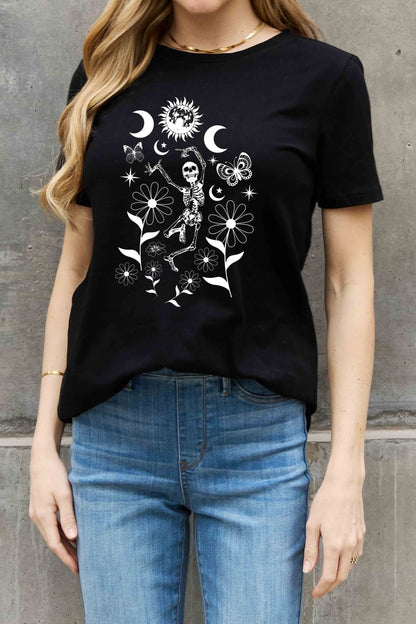 Simply Love Full Size Skeleton Graphic Cotton Tee-Teresa&#39;s Fashionista LLC