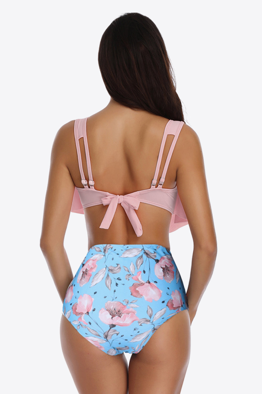 Two-Tone Ruffled Two-Piece Swimsuit-Teresa&#39;s Fashionista LLC