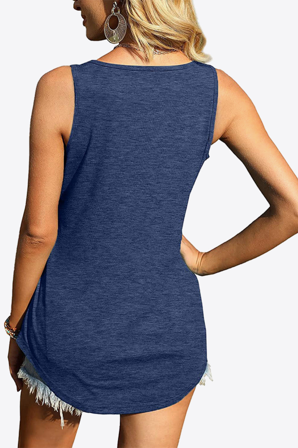 Curved Hem Square Neck Tank-Teresa&#39;s Fashionista LLC