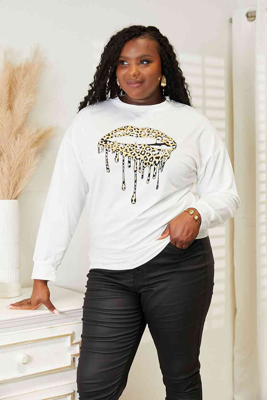 Simply Love Graphic Dropped Shoulder Round Neck Sweatshirt-Teresa&#39;s Fashionista LLC