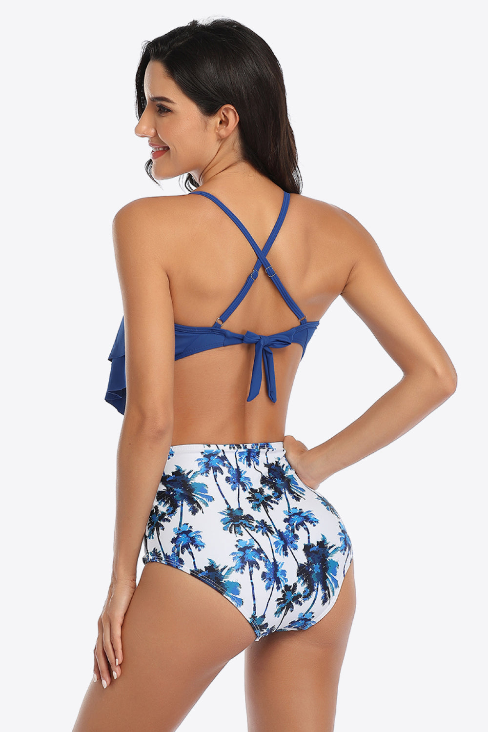 Botanical Print Ruffled Two-Piece Swimsuit-Teresa&#39;s Fashionista LLC