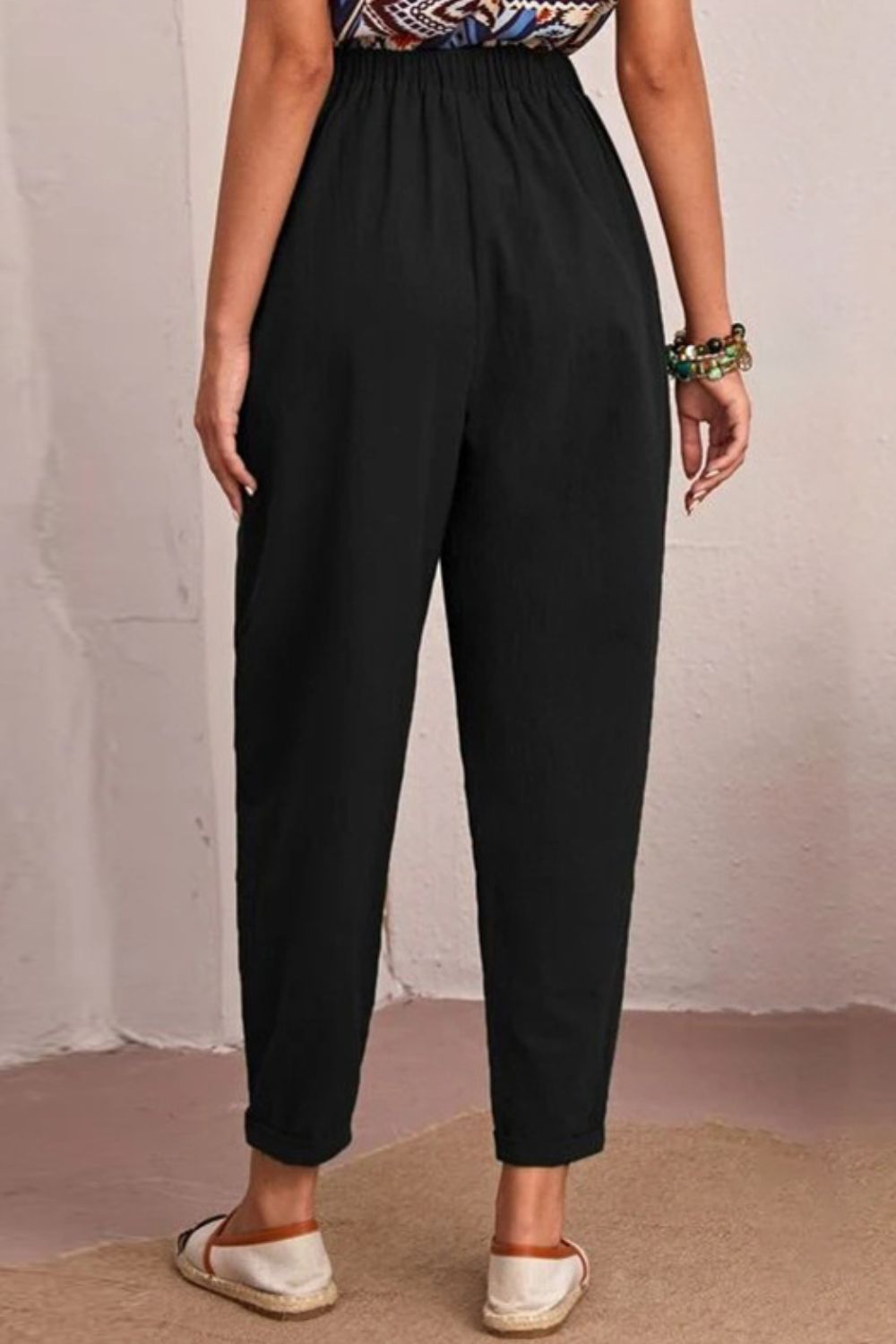 Elastic Waist Pocket Tapered Pants-Teresa&#39;s Fashionista LLC