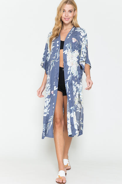 Justin Taylor Botanical Print Split Cover Up-Teresa&#39;s Fashionista LLC