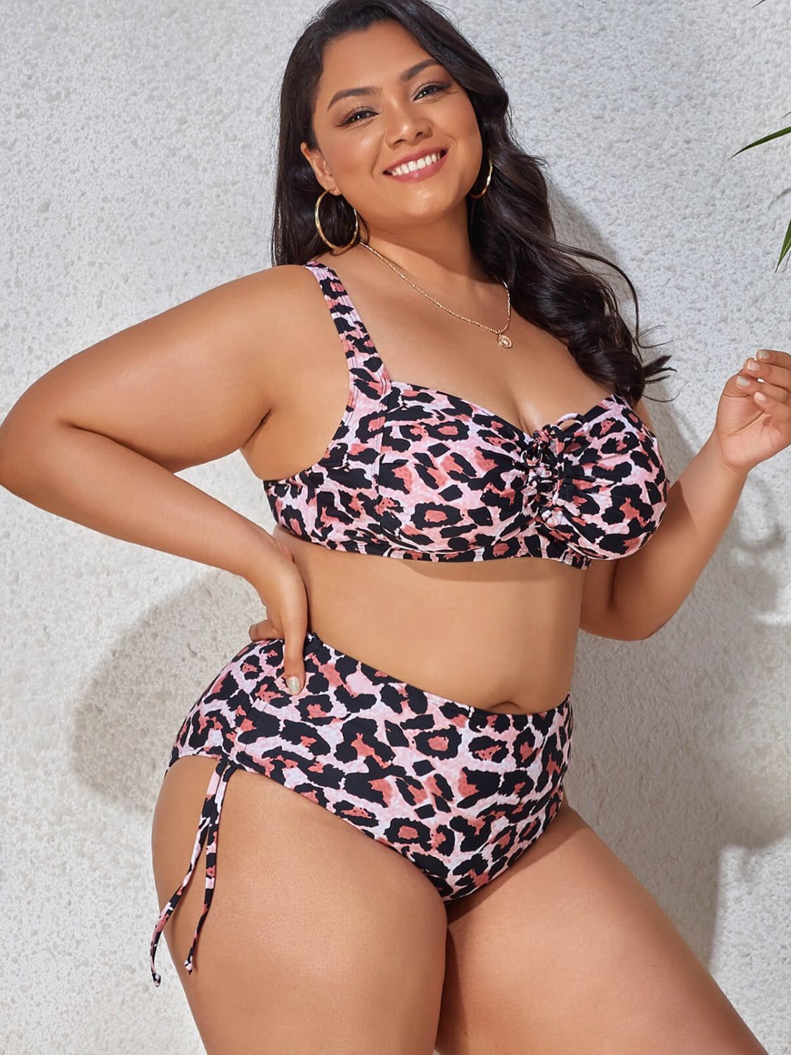 Plus Size Printed Drawstring Detail Bikini Set-Teresa&#39;s Fashionista LLC