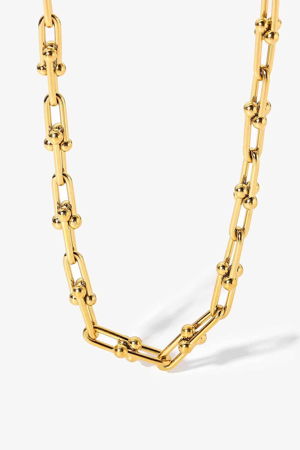 18K Stainless Steel U-Shape Chain Necklace-Teresa&#39;s Fashionista LLC