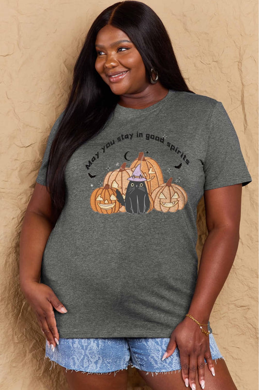 Simply Love Full Size MAY YOU STAY IN GOOD SPIRITS Graphic Cotton T-Shirt-Teresa&#39;s Fashionista LLC