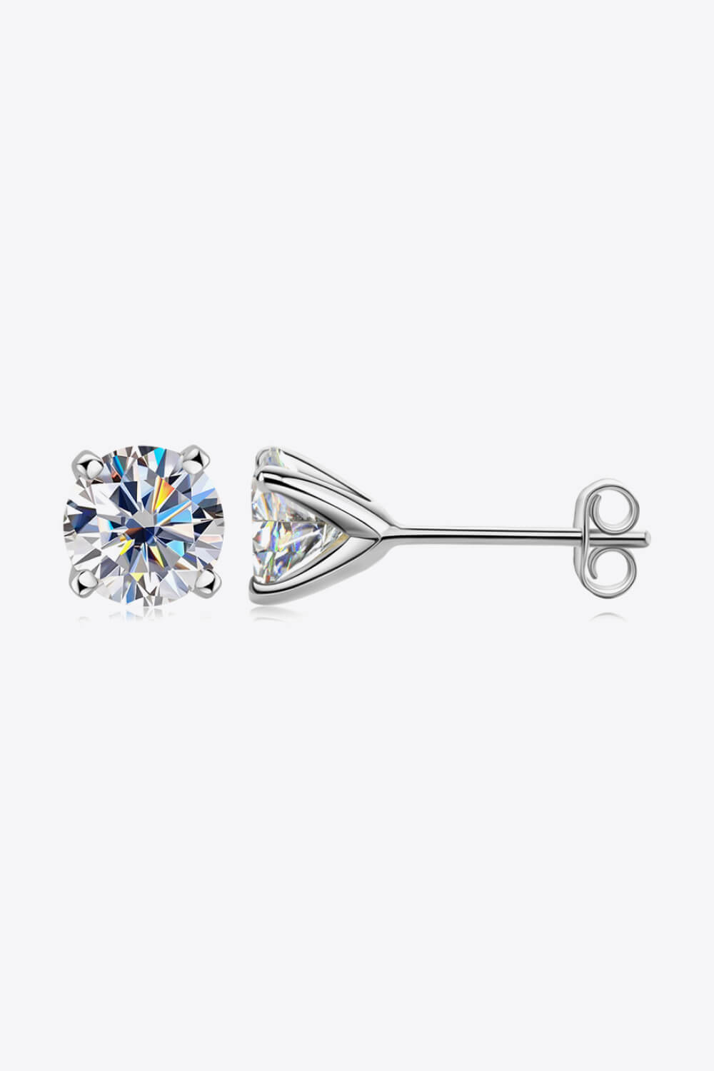 925 Sterling Silver 1 Carat Moissanite 4-Prong Stud Earrings-Teresa&#39;s Fashionista LLC