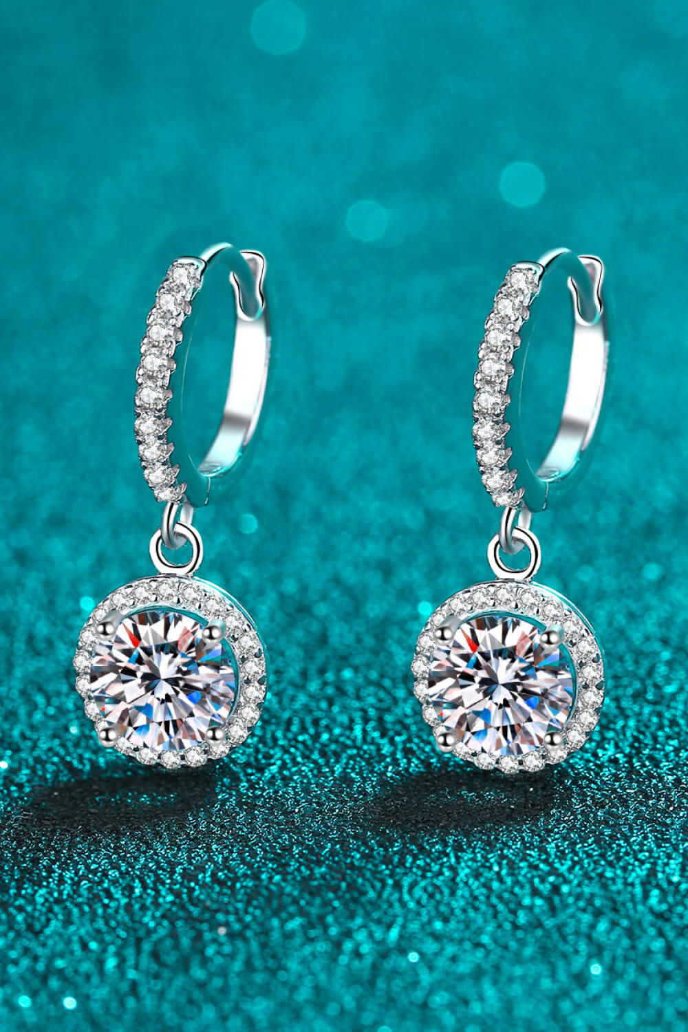 Moissanite Round-Shaped Drop Earrings-Teresa&#39;s Fashionista LLC