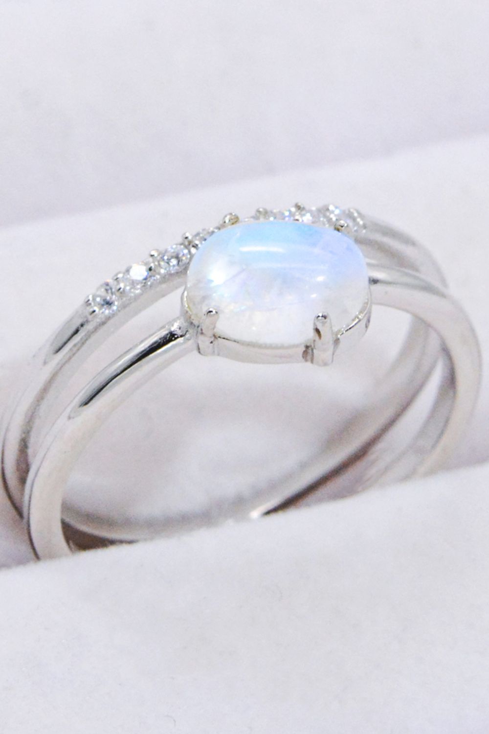 Natural Moonstone and Zircon Double-Layered Ring-Teresa&#39;s Fashionista LLC