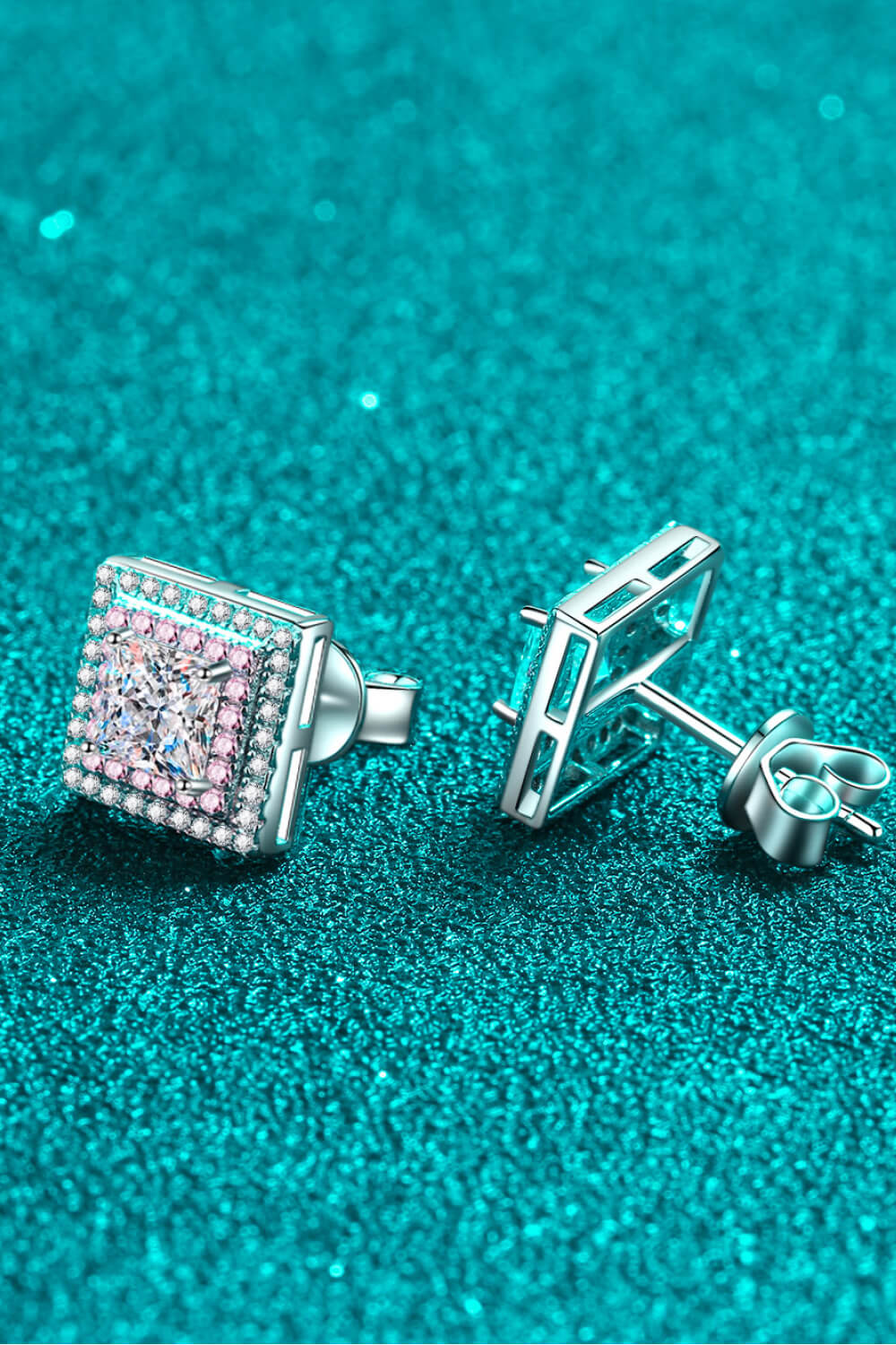 Moissanite Square Stud Earrings-Teresa&#39;s Fashionista LLC