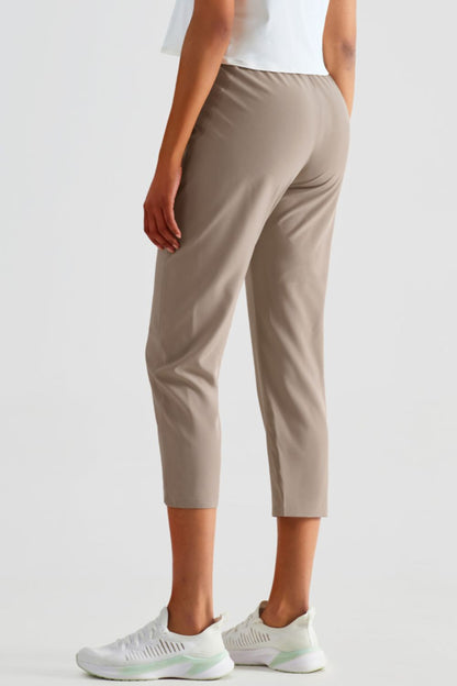 Elastic Waist Cropped Sports Pants-Teresa&#39;s Fashionista LLC