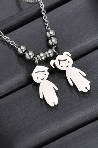 Boy and Girl Pendant Stainless Steel Necklace-Teresa&#39;s Fashionista LLC