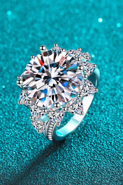 10 Carat Moissanite Flower-Shaped Ring-Teresa&#39;s Fashionista LLC