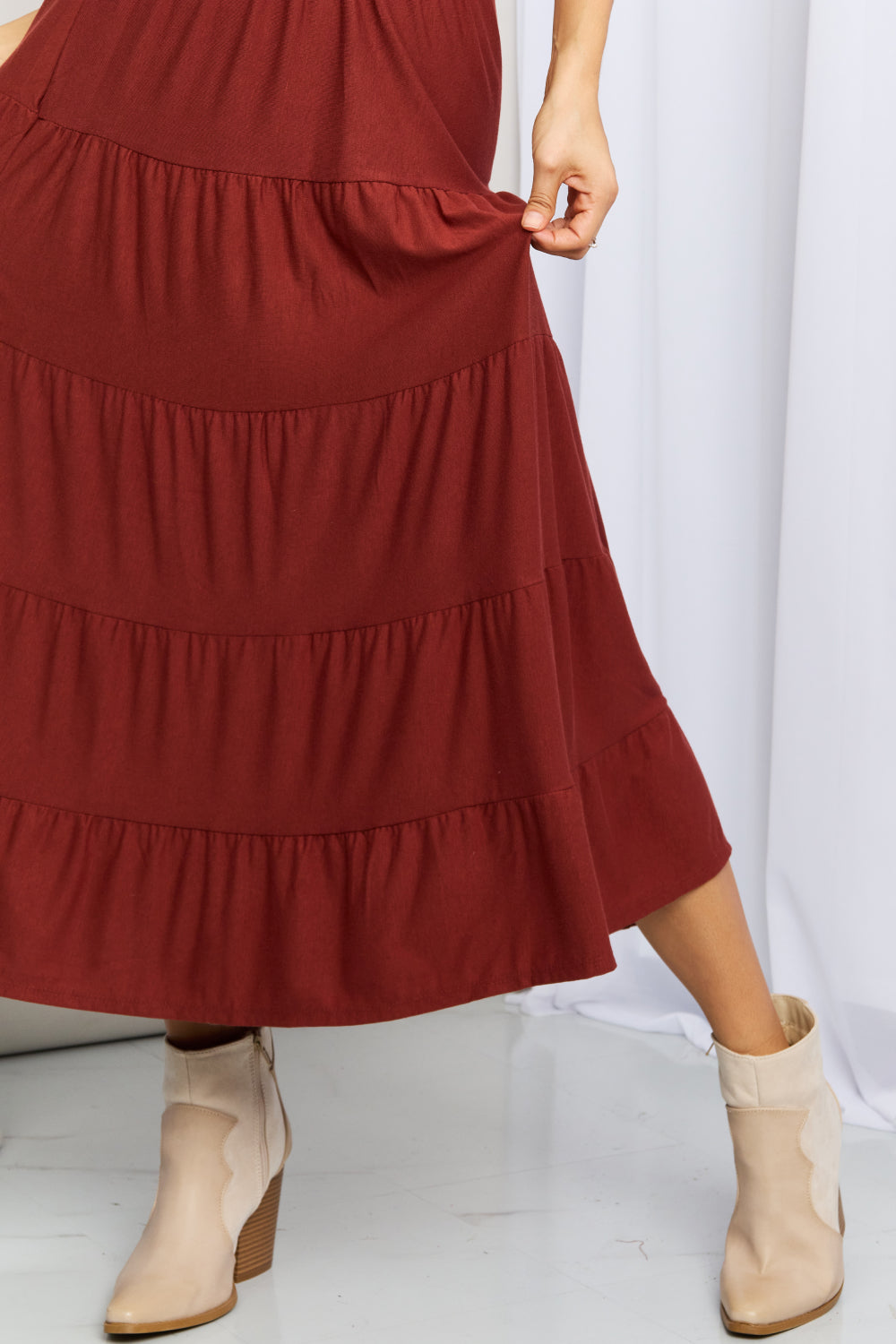 Zenana Full Size Wide Waistband Tiered Midi Skirt-Teresa&#39;s Fashionista LLC