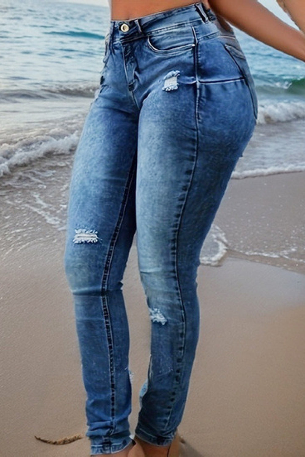 Distressed Long Jeans-Teresa&#39;s Fashionista LLC