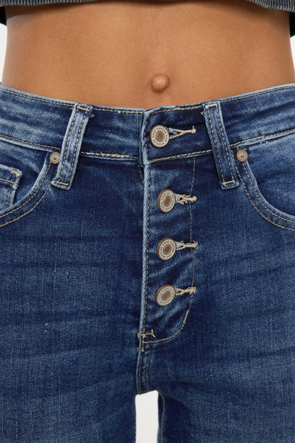 Kancan Full Size Cat's Whiskers Button Fly Denim Shorts-Teresa&#39;s Fashionista LLC