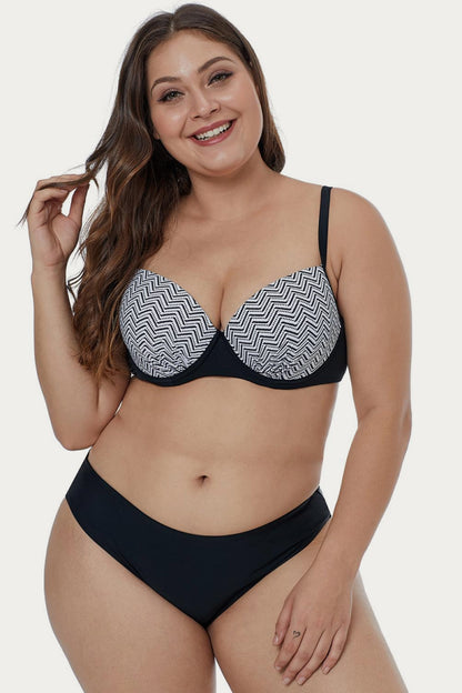 Waves Print Plus Size Bikini Set-Teresa&#39;s Fashionista LLC