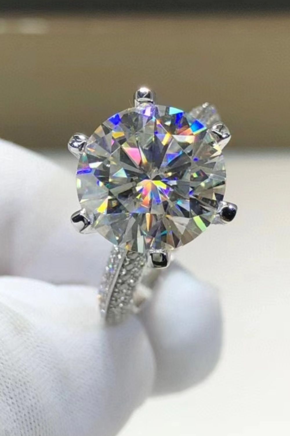 5 Carat Moissanite 6-Prong Ring-Teresa&#39;s Fashionista LLC