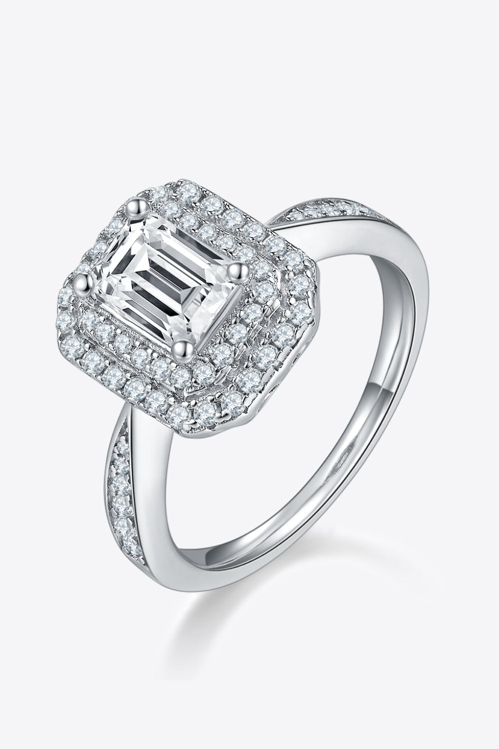 1 Carat Moissanite 925 Sterling Silver Side Stone Ring-Teresa&#39;s Fashionista LLC