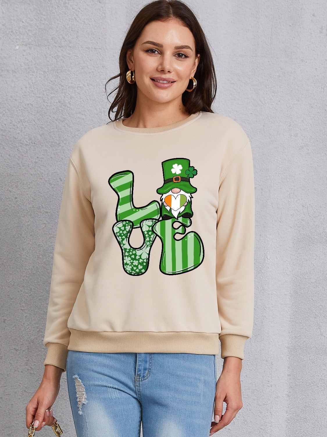 LOVE Round Neck Dropped Shoulder Sweatshirt-Teresa&#39;s Fashionista LLC