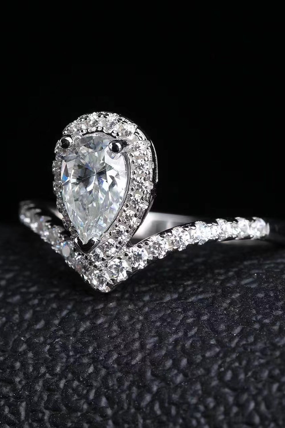 2 Carat Moissanite Teardrop Ring-Teresa&#39;s Fashionista LLC